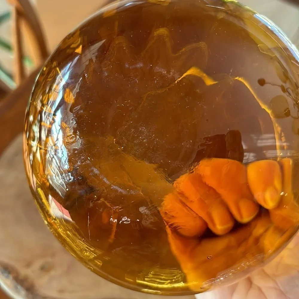 Vintage Empoli Amber Ribbed Apothecary Jar